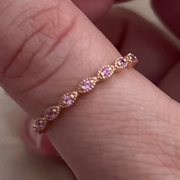 Pink Sapphire Wedding Band - Picture 1 of 1